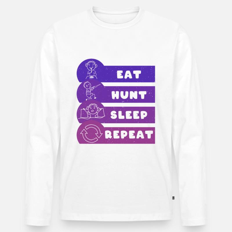 Eat Hunt Sleep Repeat - Männer Premium Bio Langarmshirt - Weiß