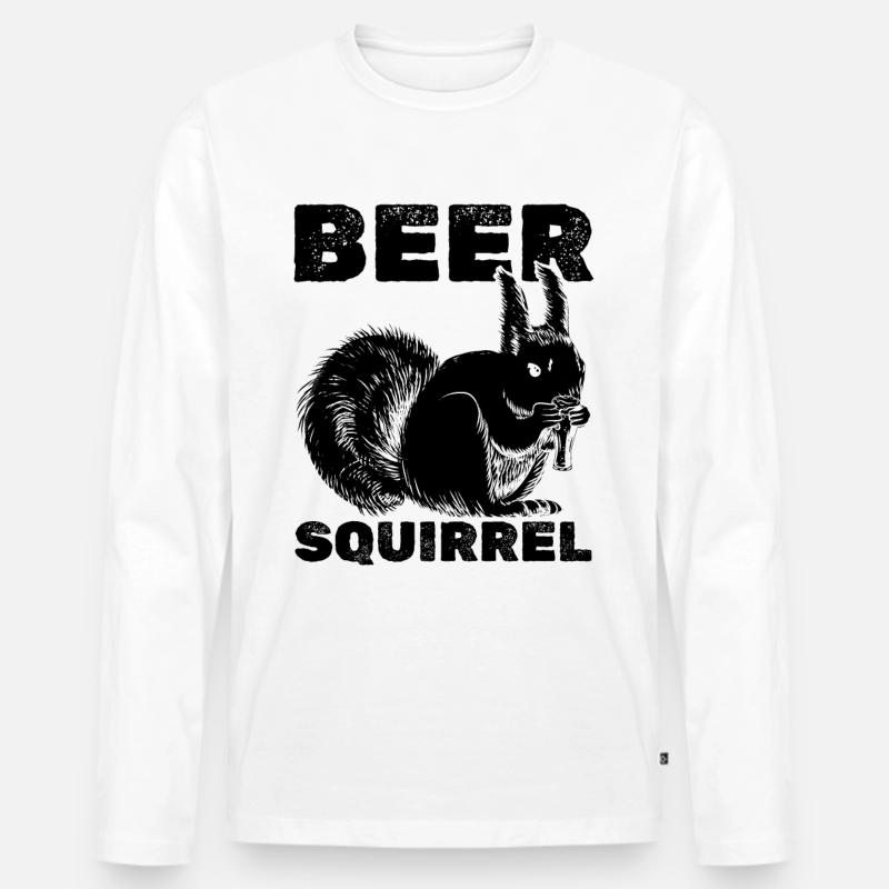 Eichhörnchen Bier-Eichhörnchen - Männer Premium Bio Langarmshirt - Weiß