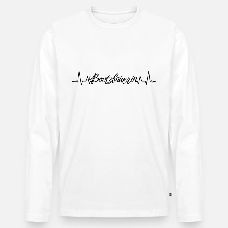 Schiffbauer Herzschlag Bootsbauerin - Männer Premium Bio Langarmshirt - Weiß