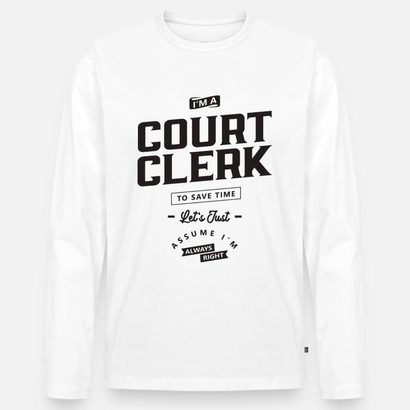 Gerichtsschreiber Lustige Berufsbezeichnung - Männer Premium Bio Langarmshirt - Weiß