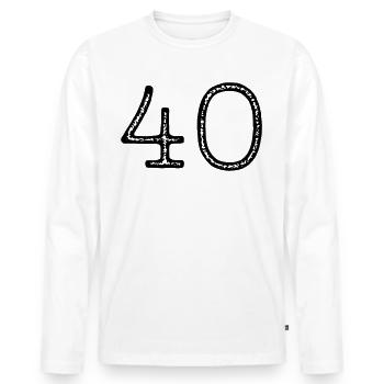 40 - Numéro - Anniversaire - T-shirt manches longues Premium bio Homme - blanc - Devant - Nico (187cm)