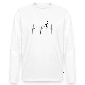 Volleyball EKG Herzschlag - Männer Premium Bio Langarmshirt - Weiß - Vorne - Nico (187cm)