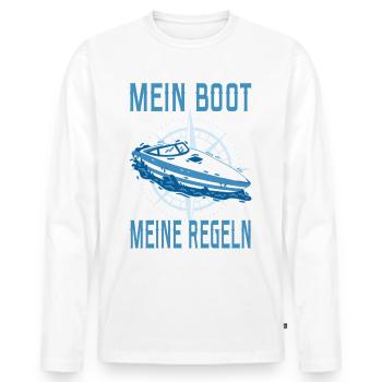 Motorboot Kapitän Boot Seefahrer Sportboot Käpten - Männer Premium Bio Langarmshirt - Weiß - Vorne - Nico (187cm)