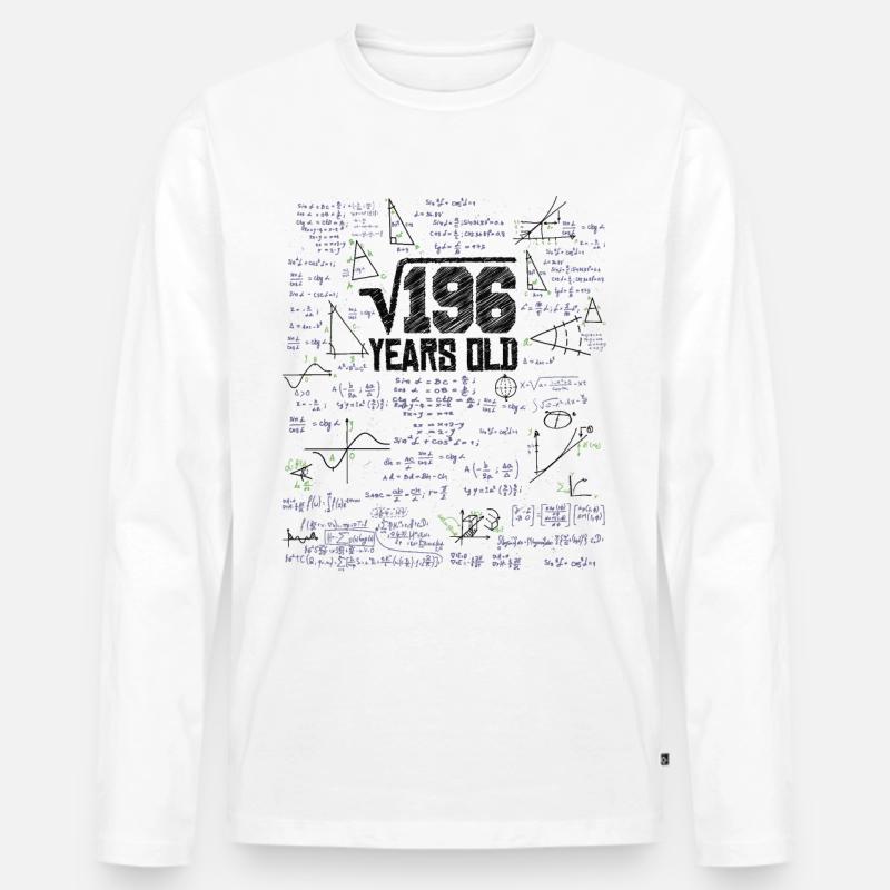Quadratwurzel von 196 Mathe Nerd 13. Geburtstag - Männer Premium Bio Langarmshirt - Weiß