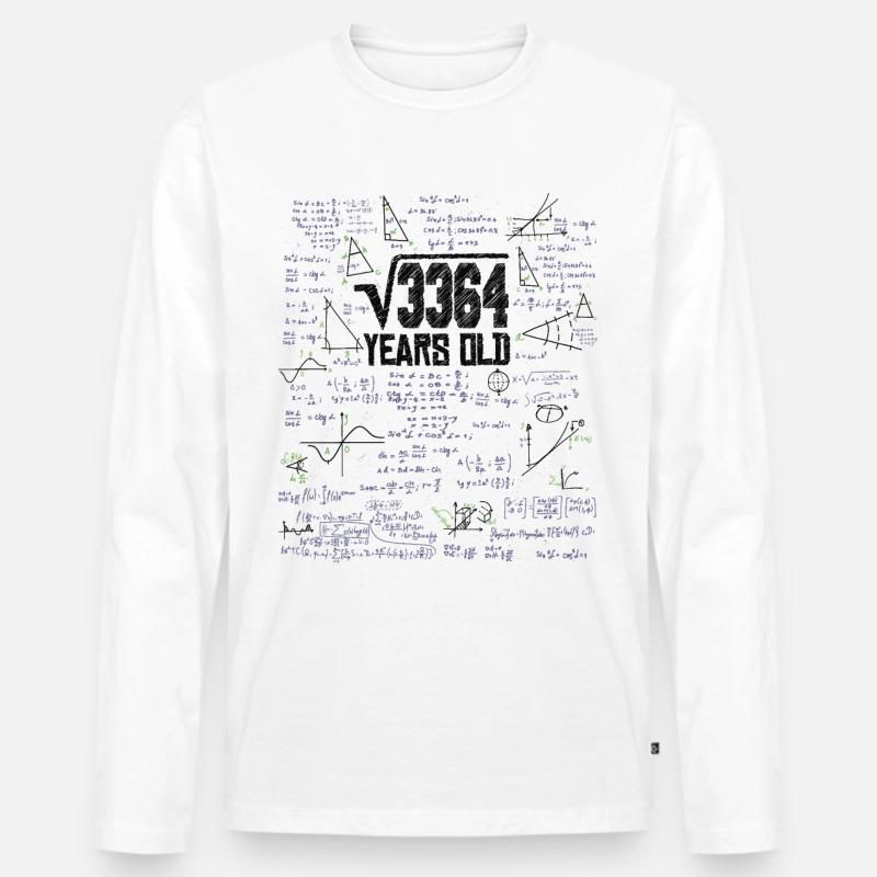 Quadratwurzel von 3364 Mathe Nerd 58. Geburtstag - Männer Premium Bio Langarmshirt - Weiß