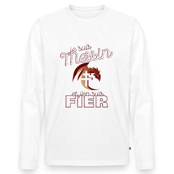 Cadeau Homme Foot Metz Messin Noel Anniversaire - T-shirt manches longues Premium bio Homme - blanc - Devant - Nico (187cm)