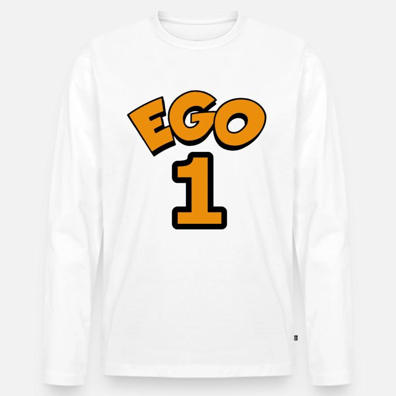 Ego 1 egoistic Nummber eins - Männer Premium Bio Langarmshirt - Weiß