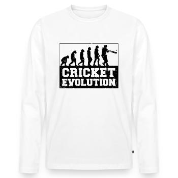 Kricketspieler Cricket-game Evolution - Männer Premium Bio Langarmshirt - Weiß - Vorne - Nico (187cm)