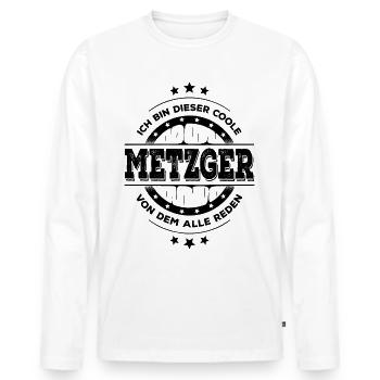 Metzger Kollegen Geburtstag Fleischer Geschenk - Männer Premium Bio Langarmshirt - Weiß - Vorne - Nico (187cm)