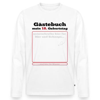 Gästebuch 18. Geburtstag - Männer Premium Bio Langarmshirt - Weiß - Vorne - Nico (187cm)