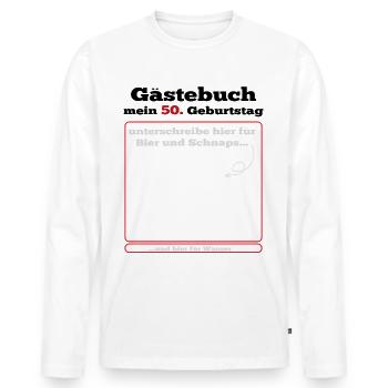 Gästebuch 50. Geburtstag 50 Jahre - Männer Premium Bio Langarmshirt - Weiß - Vorne - Nico (187cm)