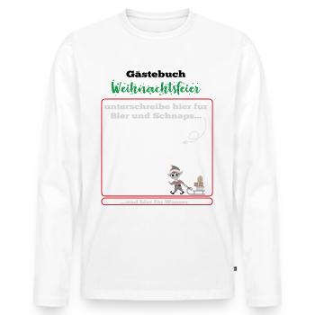 Gästebuch Weihnachtsfeier - Männer Premium Bio Langarmshirt - Weiß - Vorne - Nico (187cm)