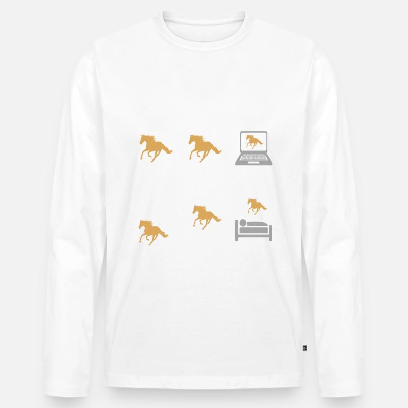 Meine Freizeit v2 11 Pferd - Männer Premium Bio Langarmshirt - undefined