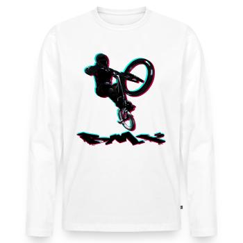 BMX Bike - Men's Premium Organic Long Sleeve Shirt - white - Front - Nico (187cm)