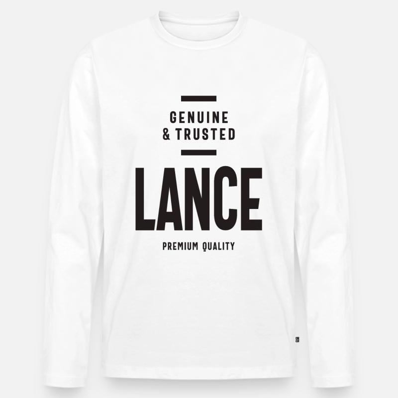 Benutzerdefinierter Name der Lanze - Männer Premium Bio Langarmshirt - Weiß