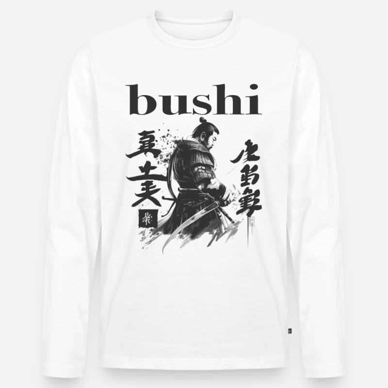 Bushi Samurai Krieger - Männer Premium Bio Langarmshirt - Weiß
