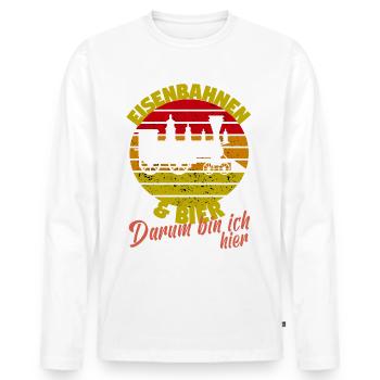 Lokführer Dampflok Eisenbahner Eisenbahn Lok Bahn - Männer Premium Bio Langarmshirt - Weiß - Vorne - Nico (187cm)