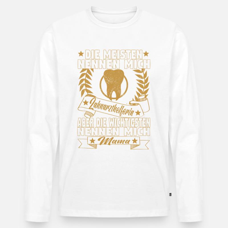 Arzthelferin Mama Krankenschwester Mutter - Männer Premium Bio Langarmshirt - Weiß