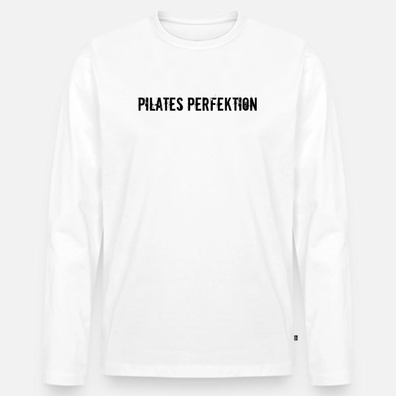 Pilates - Pilates Perfektion - Männer Premium Bio Langarmshirt - Weiß