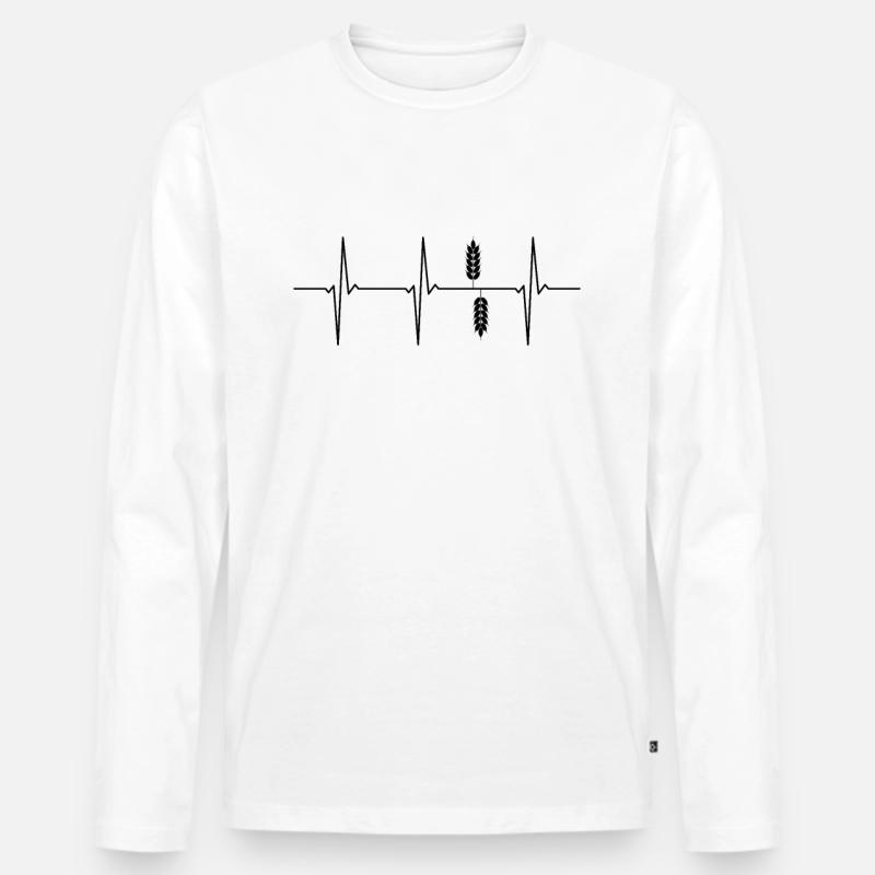 Weizen EKG Herzschlag Getreide - Männer Premium Bio Langarmshirt - Weiß