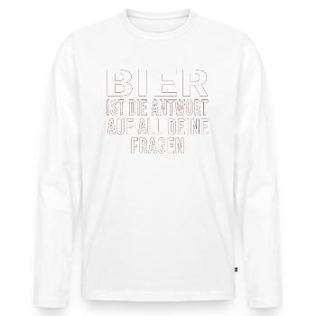 Himmelfahrt Bier Nachbarn Saufen Vatertag Nachbar - Männer Premium Bio Langarmshirt - Weiß - Vorne - Nico (187cm)