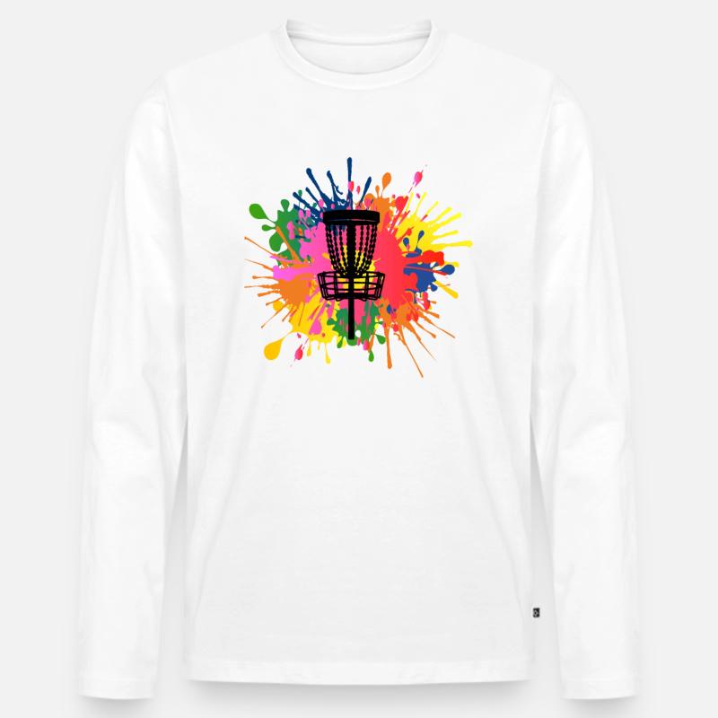 Disc Golf Discgolf Ultimate Discgolf Spieler Disc - Männer Premium Bio Langarmshirt - Weiß