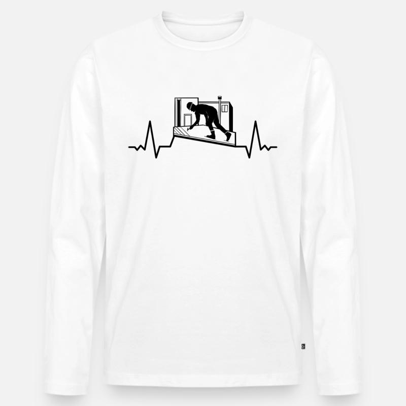 Dachdeckerin Dachdecken Handwerker Herzschlag - Männer Premium Bio Langarmshirt - Weiß