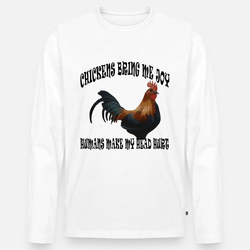 Huhn oder Hahn - Männer Premium Bio Langarmshirt - Weiß