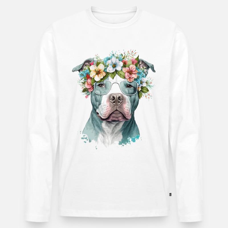 Schöner Pit Bull - Männer Premium Bio Langarmshirt - Weiß