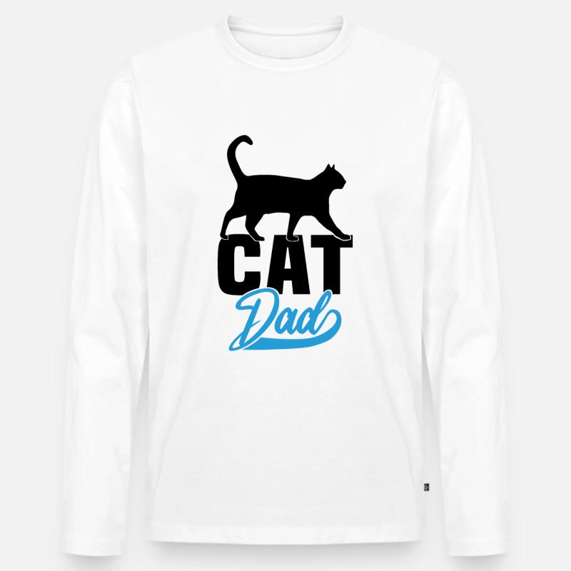 Cat Dad - Männer Premium Bio Langarmshirt - Weiß
