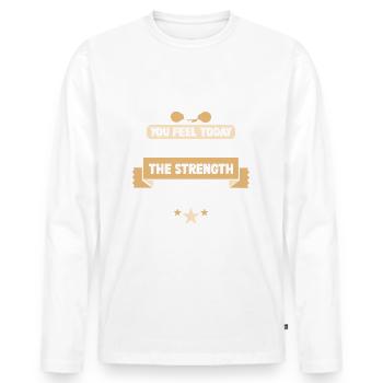 Gym Training Bodybuilder Dumbbell Fitness Weight Training - T-shirt manches longues Premium bio Homme - blanc - Devant - Nico (187cm)