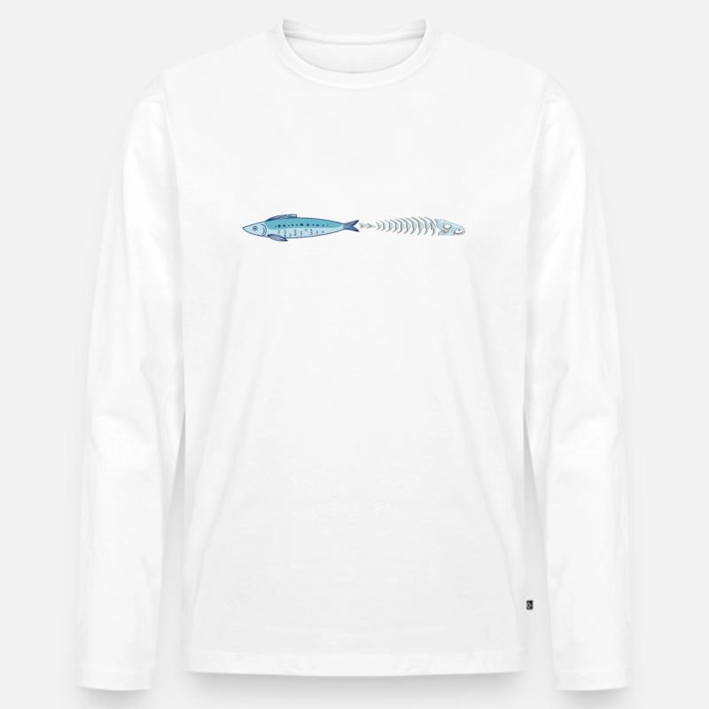 Fisch Fish - Männer Premium Bio Langarmshirt - Weiß