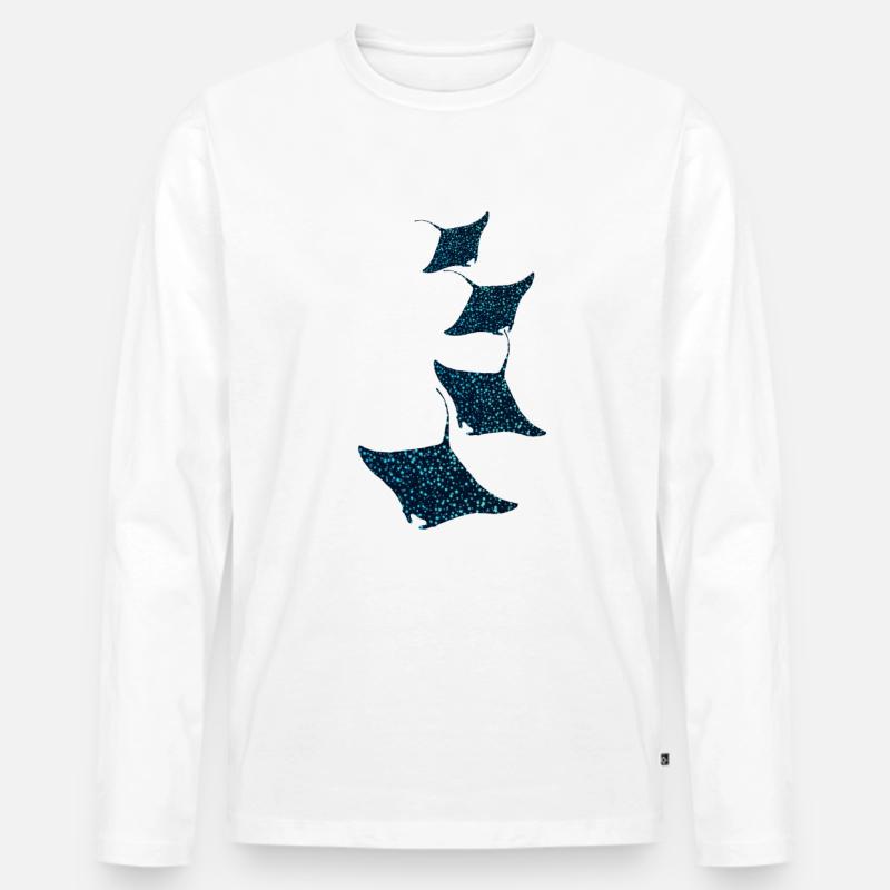 Manta Rochen - Männer Premium Bio Langarmshirt - Weiß