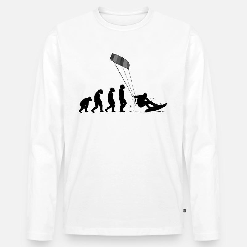Kitesurf Kiteboard Kitesurfen Kite-Surf Evolution - Männer Premium Bio Langarmshirt - Weiß