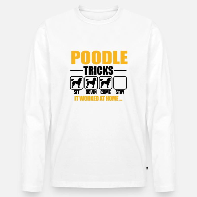 Poodle Tricks - Männer Premium Bio Langarmshirt - Weiß