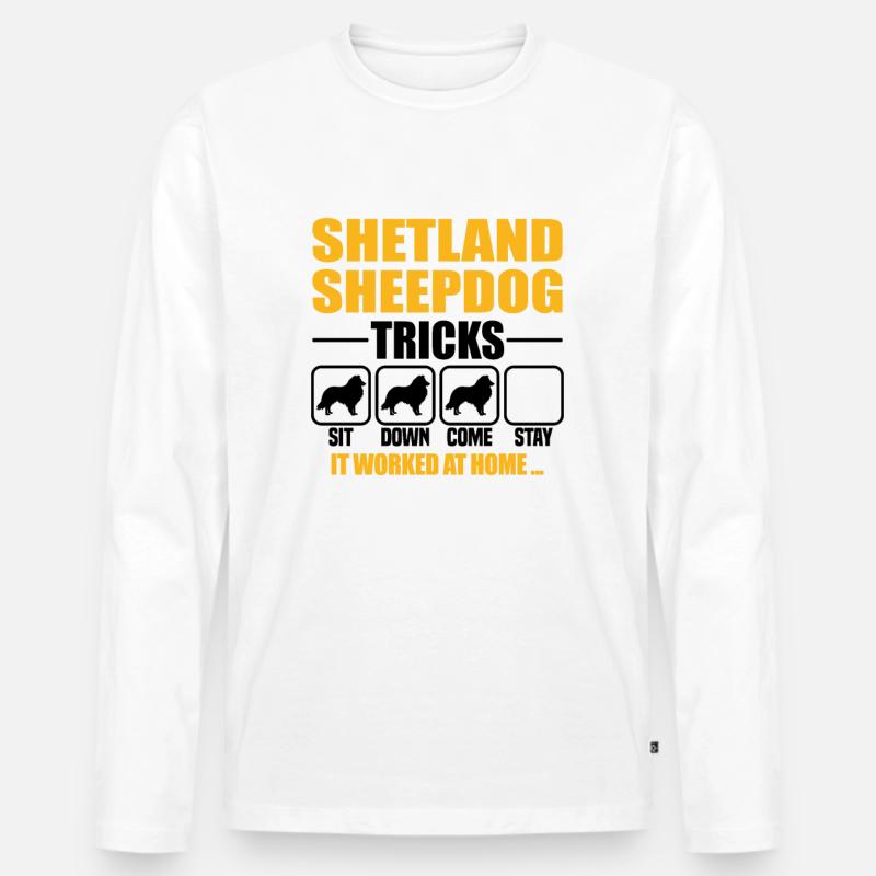 Shetland Sheepdog Tricks - Männer Premium Bio Langarmshirt - Weiß
