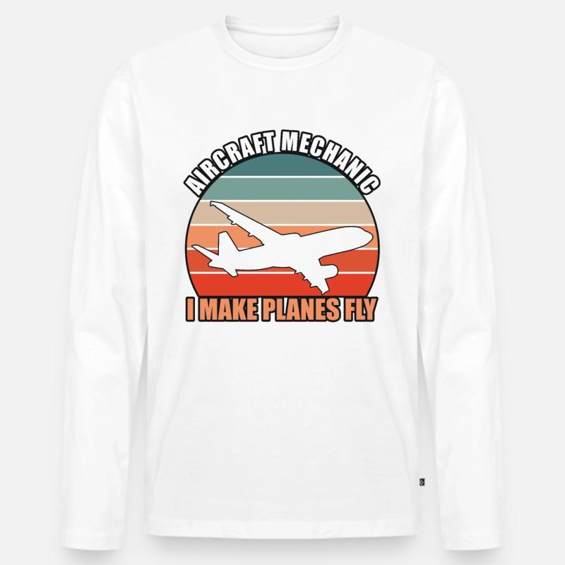 Flugzeugtechniker - Männer Premium Bio Langarmshirt - Weiß