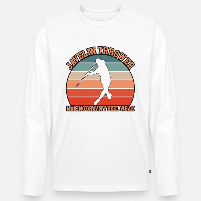 Speerwerfer Design - Männer Premium Bio Langarmshirt - Weiß