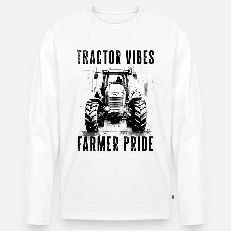 Tractor Vibes Farmer Pride Traktor Bauer Gärtner - Männer Premium Bio Langarmshirt - Weiß