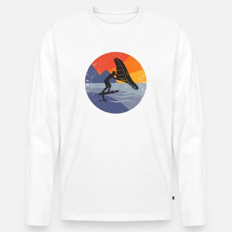 Wingfoil-Surfer Wingfoiling Hydrofoil Kitefoil - Männer Premium Bio Langarmshirt - Weiß