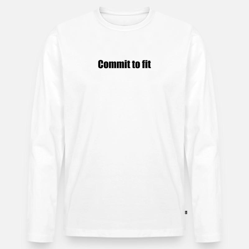 Fitness - Commit to fit - Männer Premium Bio Langarmshirt - Weiß