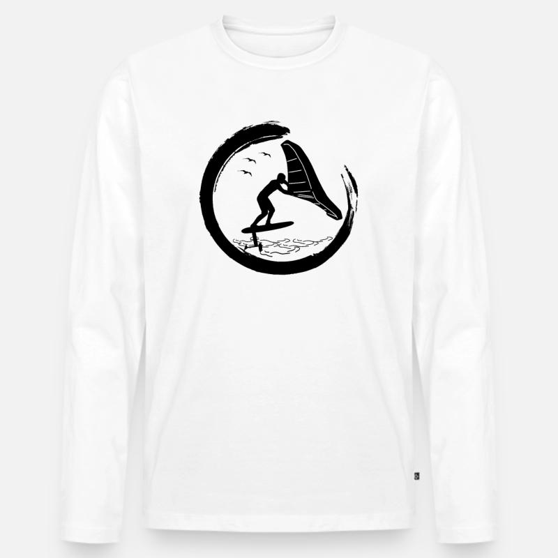 Wingfoil-Surfer Wingfoiling Hydrofoil Wing-Foiling - Männer Premium Bio Langarmshirt - Weiß