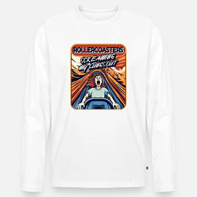 Freizeitpark Jahrmarkt Rummelplatz Kirmes - Männer Premium Bio Langarmshirt - Weiß