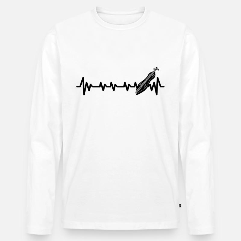 Dulcimer-Musiker Zupfinstrument Hammered Dulcimer - Männer Premium Bio Langarmshirt - Weiß