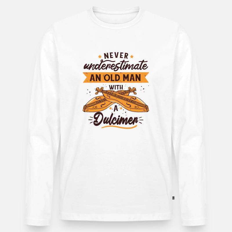 Dulcimer-Musiker Zupfinstrument Hammered Dulcimer - Männer Premium Bio Langarmshirt - Weiß