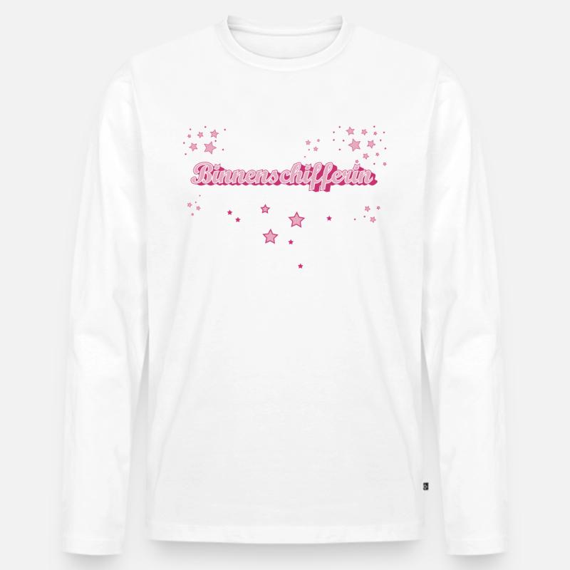 Schiffe Abschluss-Geschenk Binnenschifferin - Männer Premium Bio Langarmshirt - Weiß
