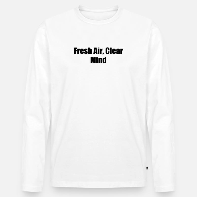 Wandern - Fresh Air, Clear Mind - Männer Premium Bio Langarmshirt - Weiß