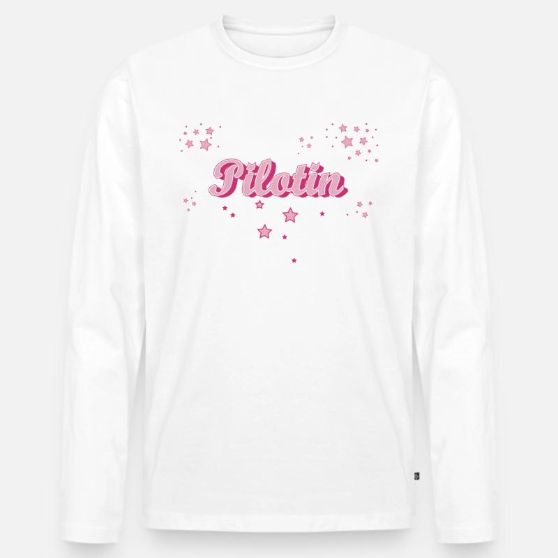Flugzeug Abschluss-Geschenk Pilotin - Männer Premium Bio Langarmshirt - Weiß