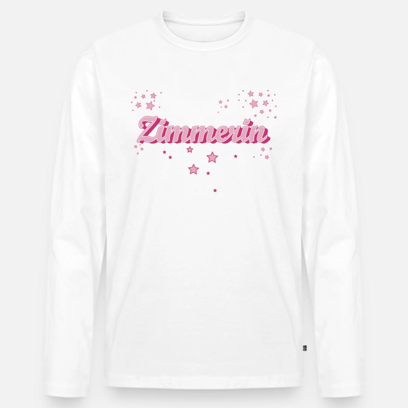 Zimmerer Abschluss-Geschenk Zimmerin - Männer Premium Bio Langarmshirt - Weiß