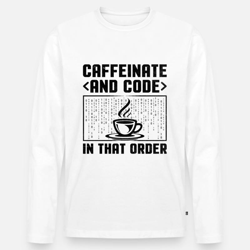 Café Codage Programmeur Codeur Développeur Nerd Coff T-shirt manches longues Premium bio Homme